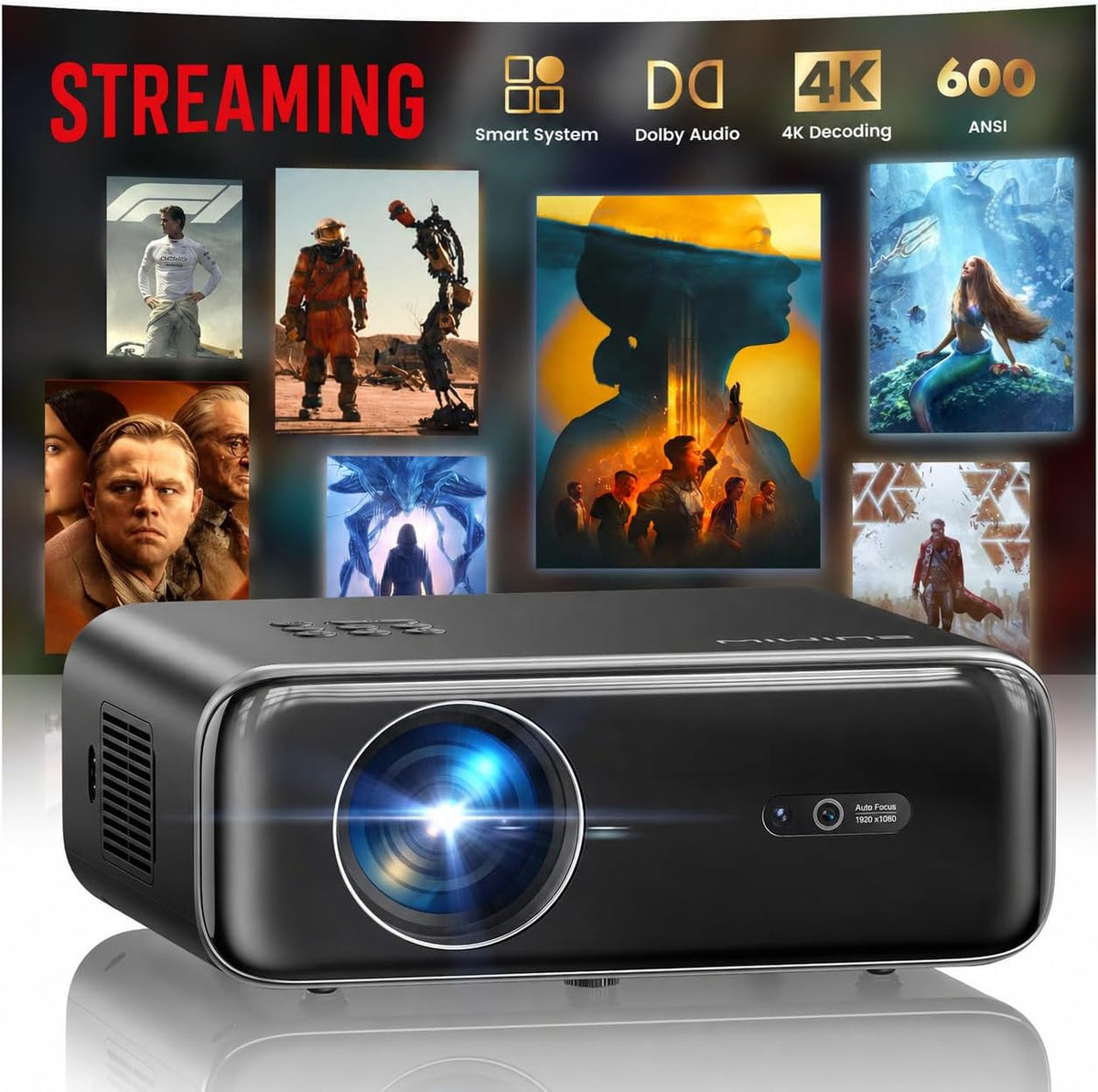 smart 4k bedroom projector for home cinema entertainment