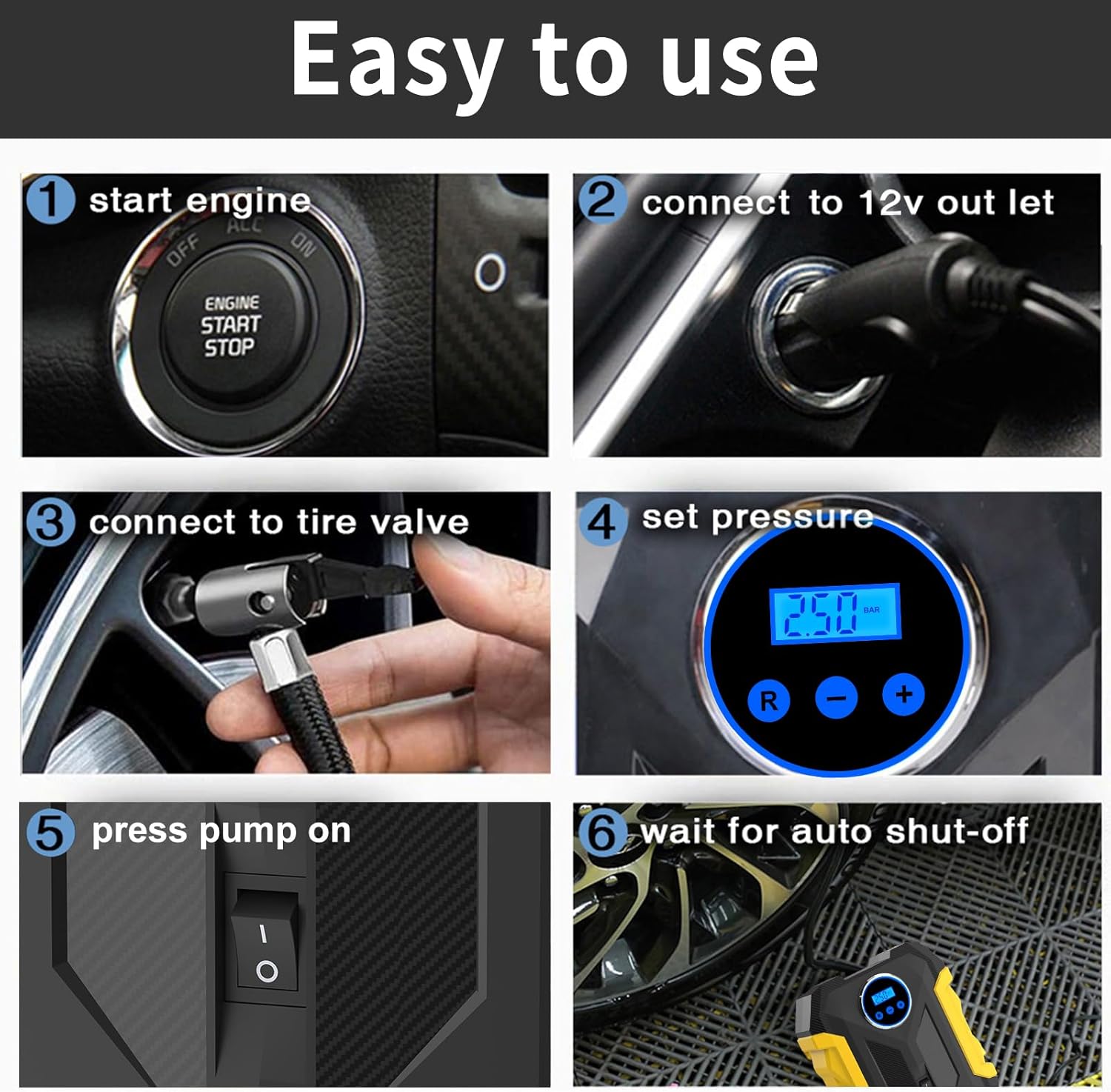 Carsun Digital Tire Inflator 150PSI Auto Pump encalife