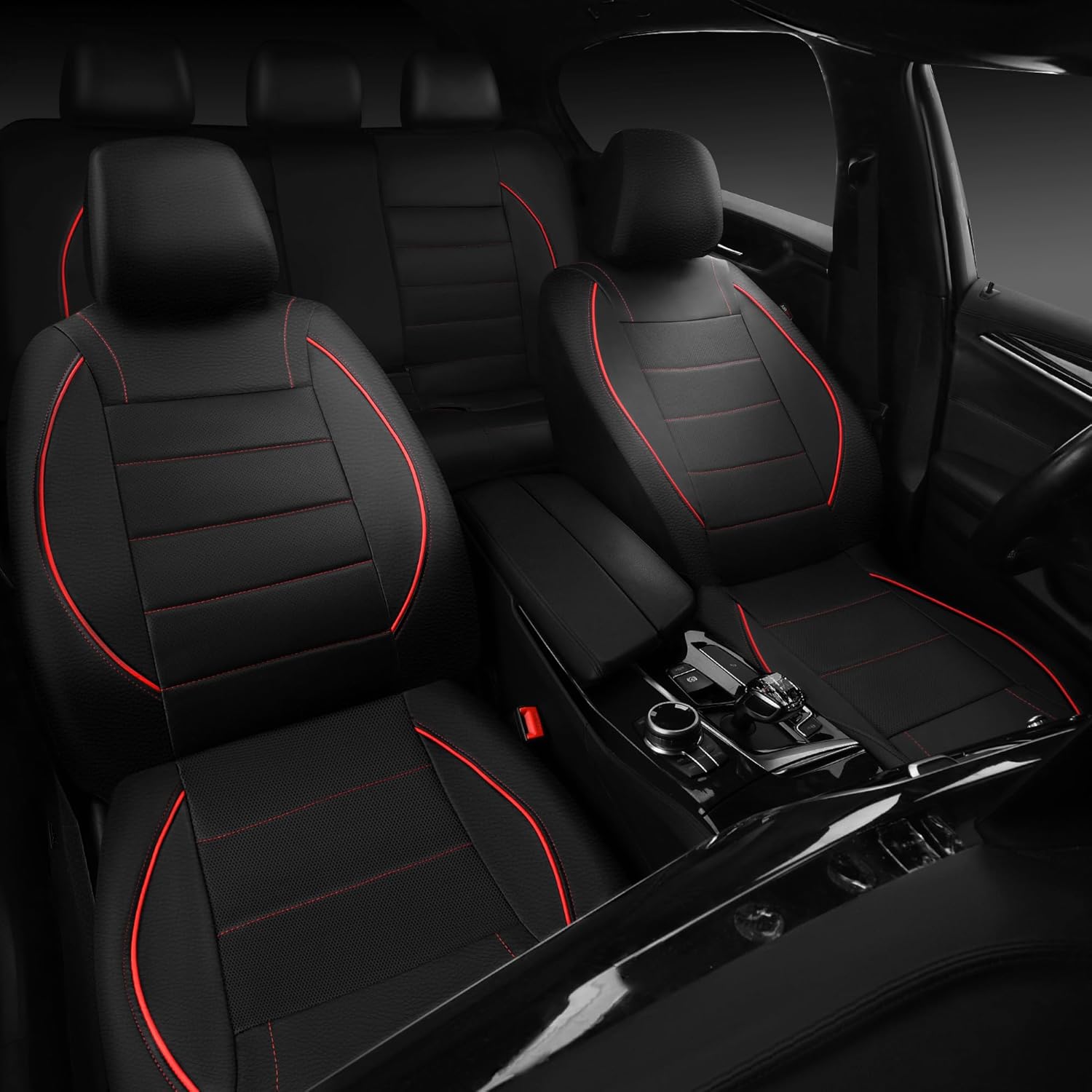 Universal Piping PU Leather Front Car Seat Covers encalife