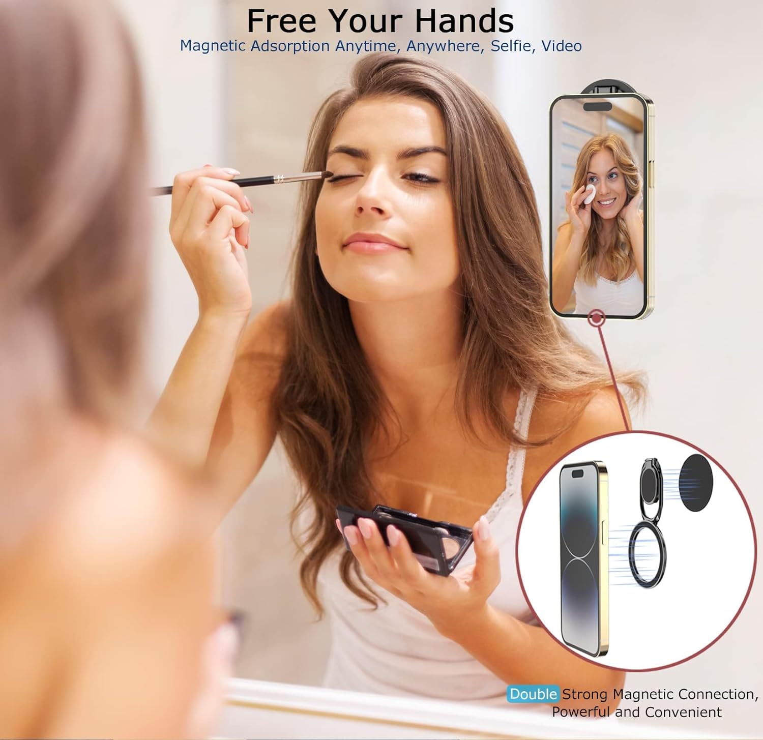 Powerful Double-Magnetic MagSafe-Compatible Phone Ring Grip Stand encalife