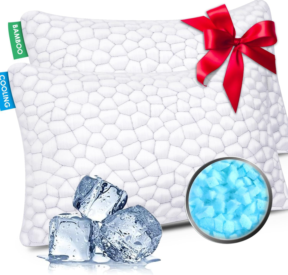 Side sleeper cooling adjustable memory foam pillow set
