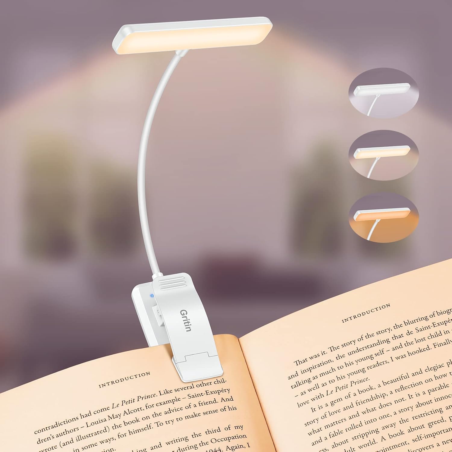 Rechargeable LED Book Light With Adjustable Brightness encalife