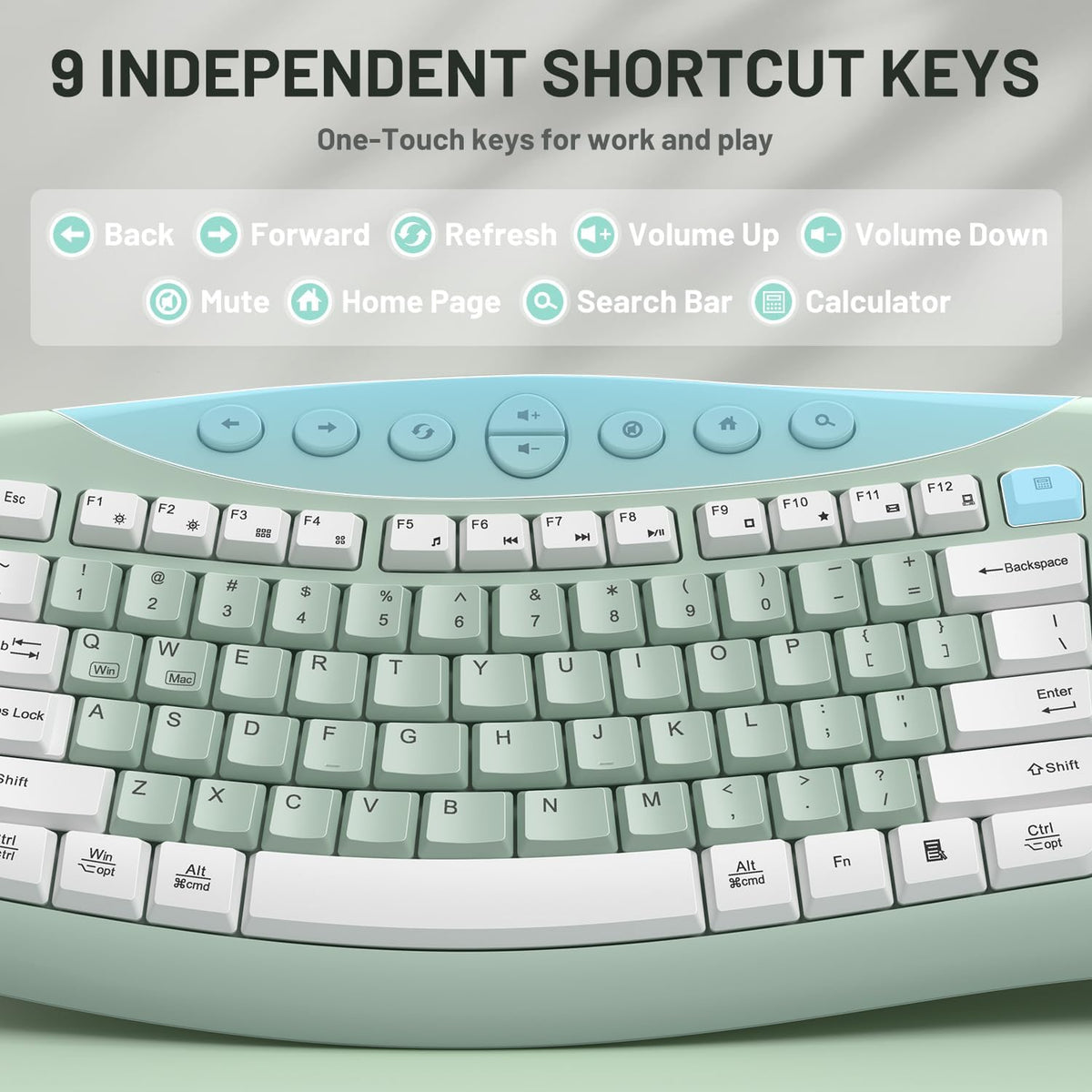 Wireless Keyboard Mouse Combo Ergonomic Gaming encalife