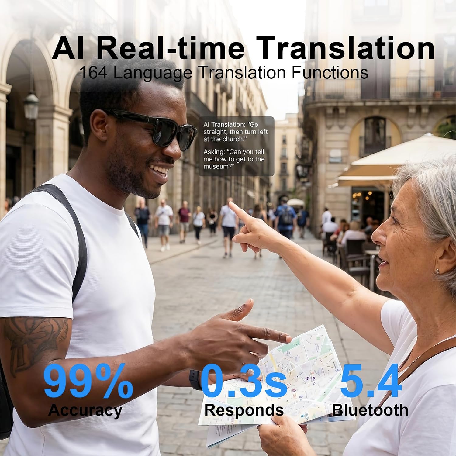 AI Smart Glasses With Camera Bluetooth Audio encalife