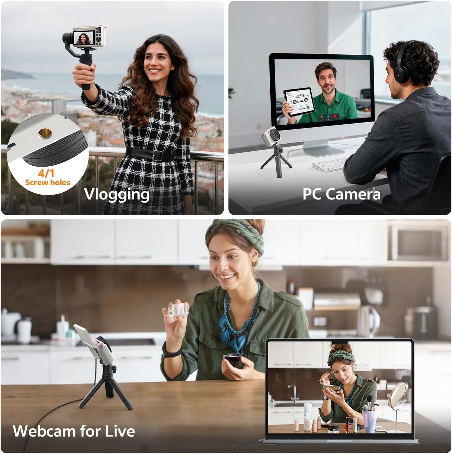 Pink 75MP 4K WiFi Vlogging Camera encalife