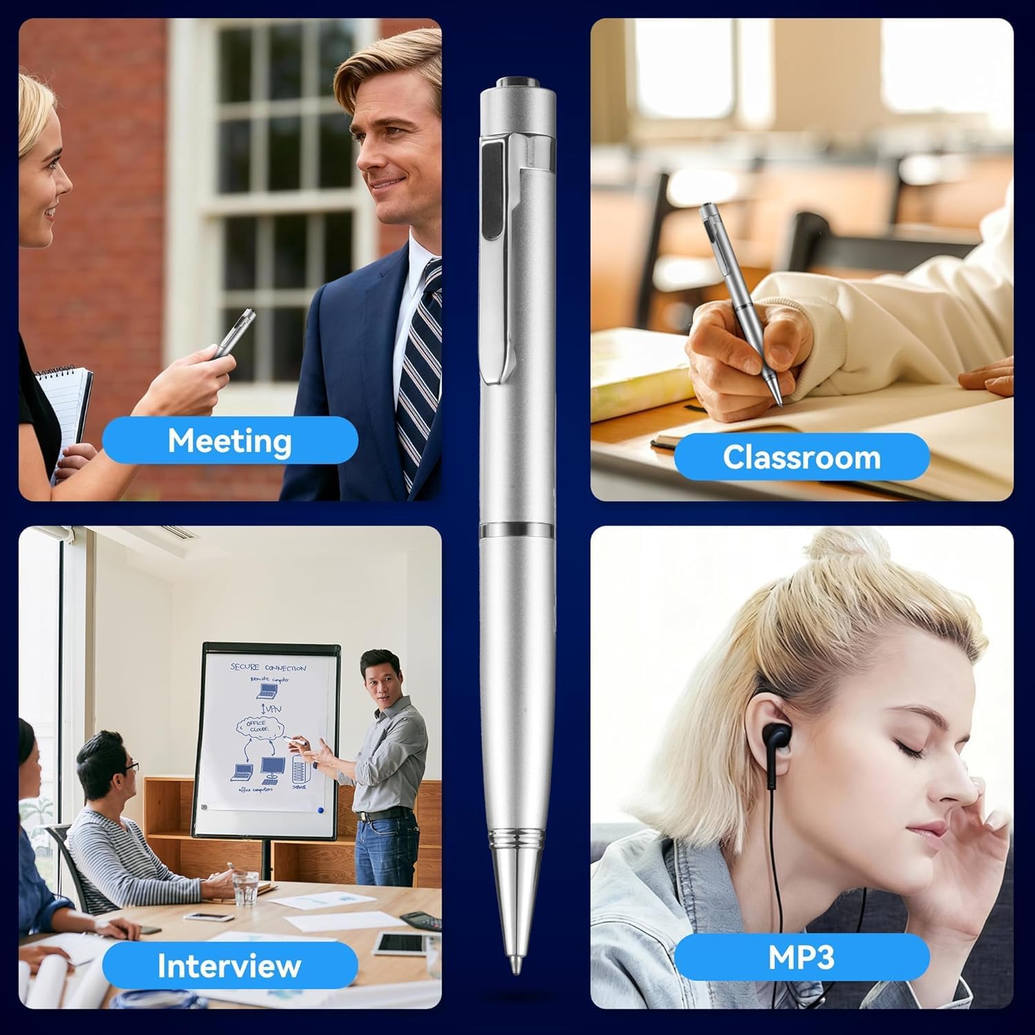 64GB Digital Voice Recorder With Noise Reduction encalife