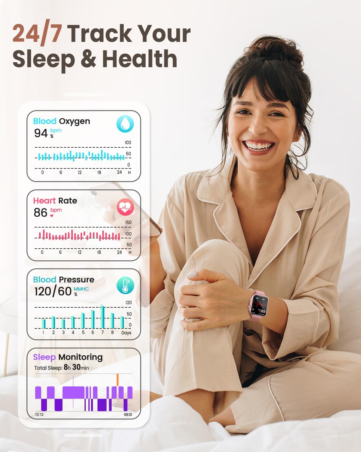 Smart Watch for Women with Calling, 1.83” HD Fitness Tracker encalife