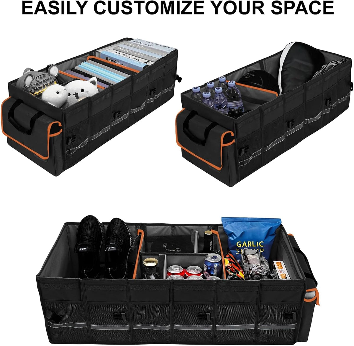 Collapsible Car Trunk Organizer with Removable Cooler encalife