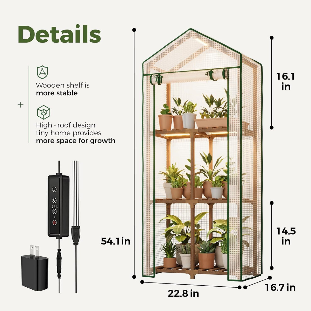 Grow lights for indoor plant | 3-Tier Mini Greenhouse encalife