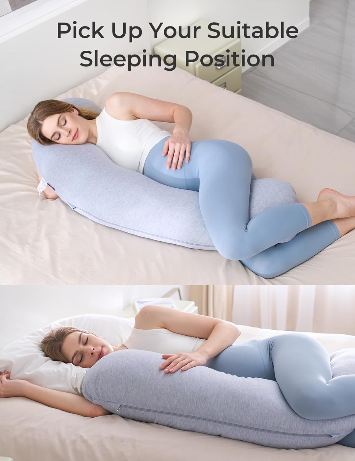 Side Sleeper J Shape Body Pillow encalife