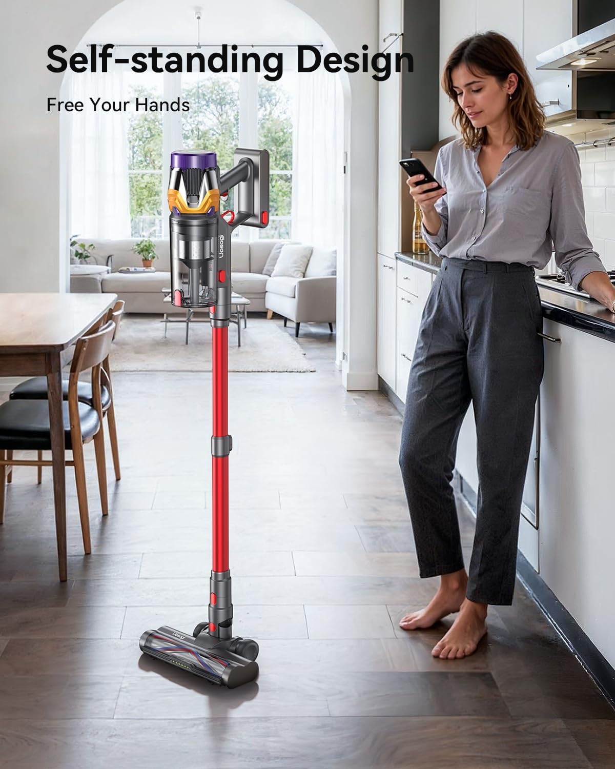55KPa Self Standing Cordless Vacuum Cleaner encalife