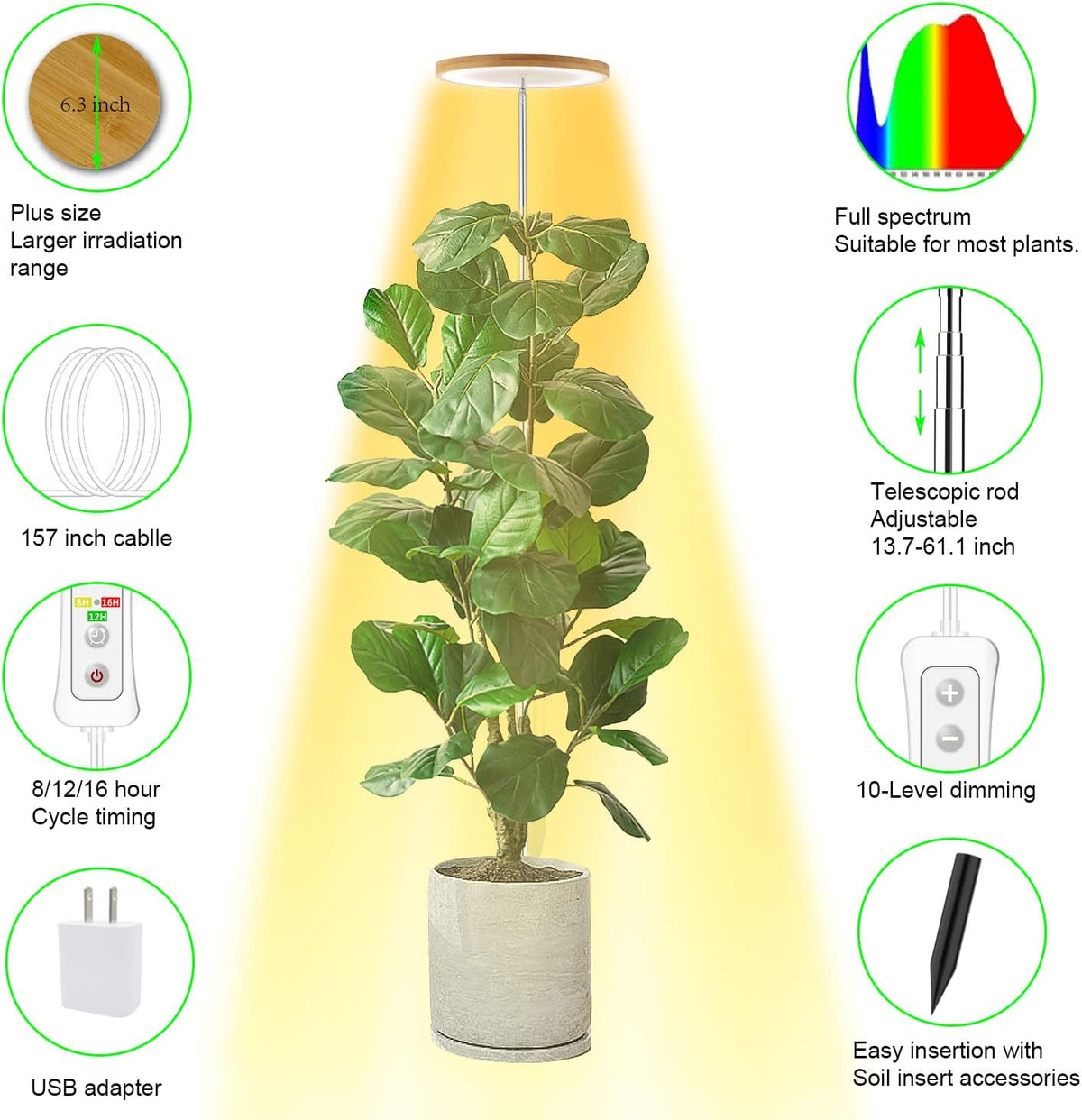Grow Lights for Indoor Plants | Halo LED Plant Light encalife