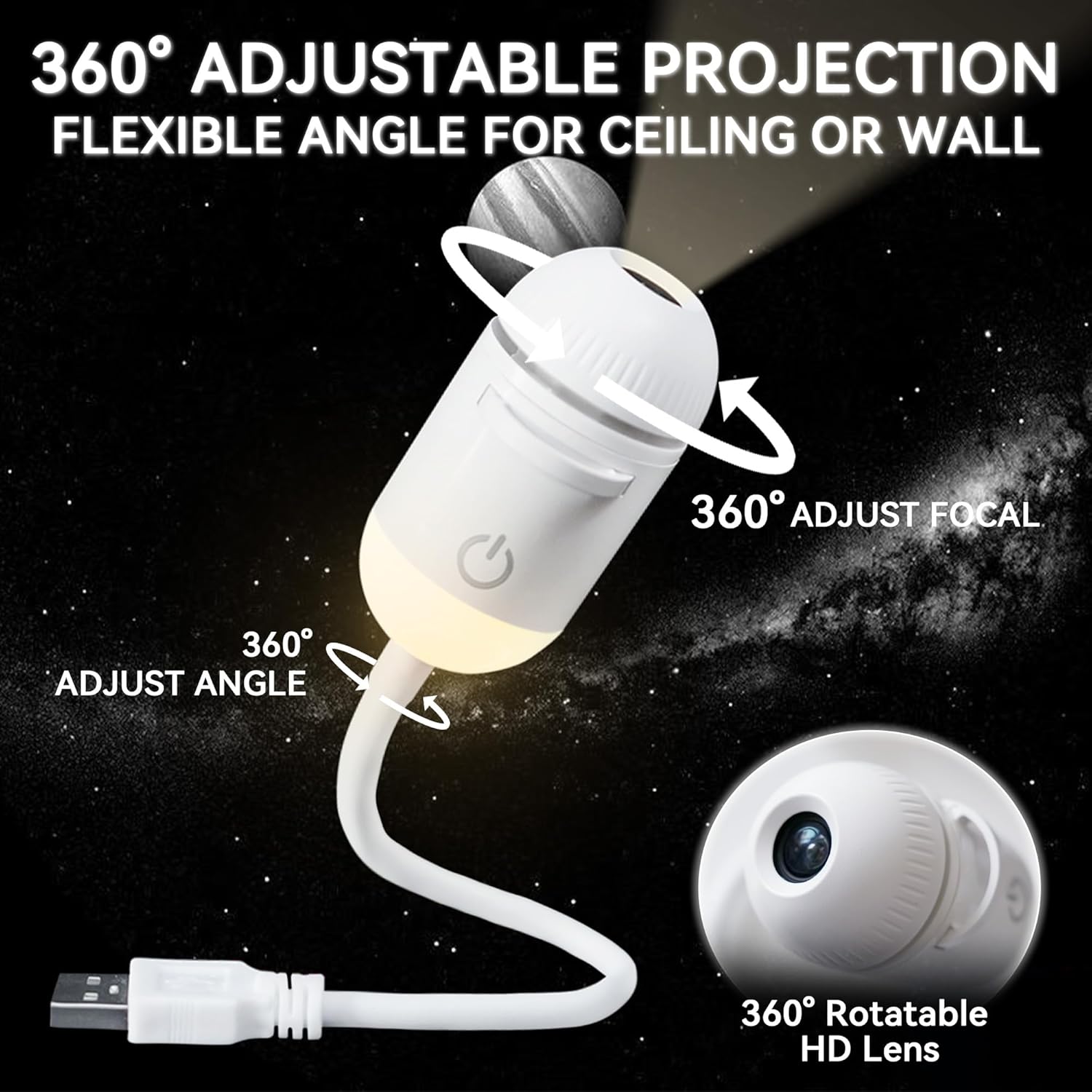 Galaxy Projector Night Light with 5 Films encalife