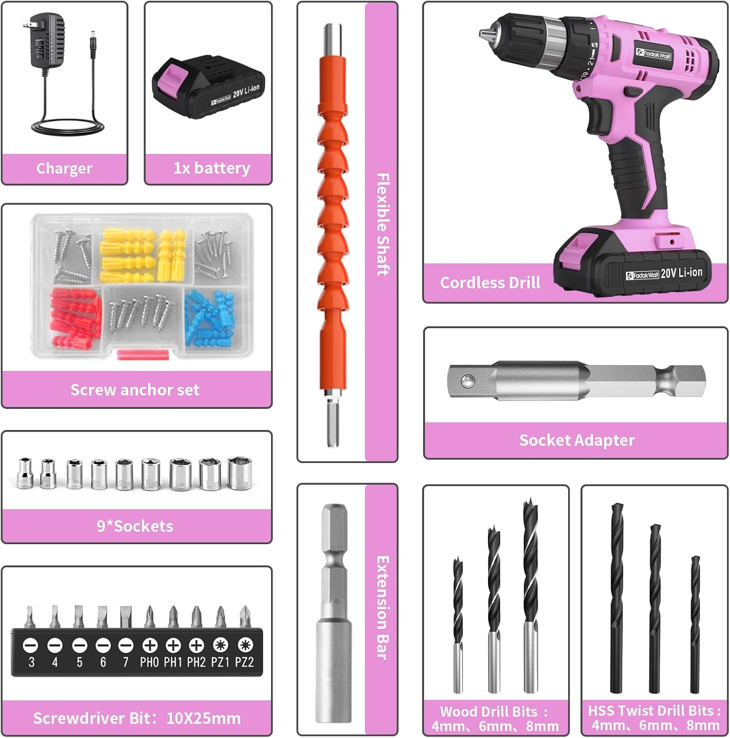 Cordless Drill Kit | 20V Power Drill Set encalife