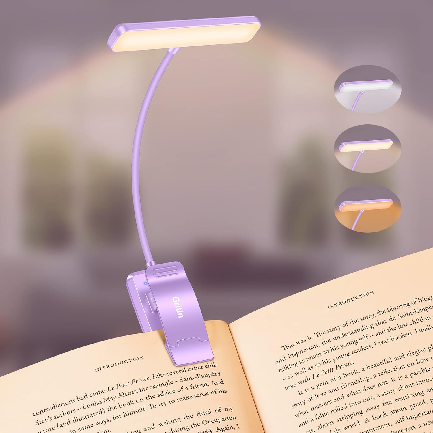 Rechargeable LED Book Light With Adjustable Brightness encalife