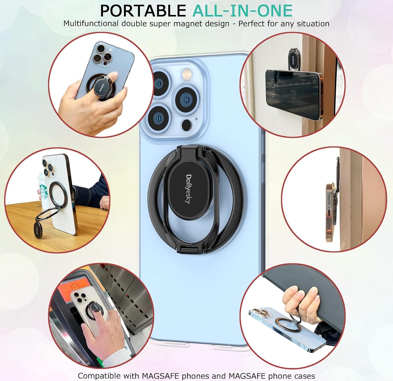 Powerful Double-Magnetic MagSafe-Compatible Phone Ring Grip Stand encalife