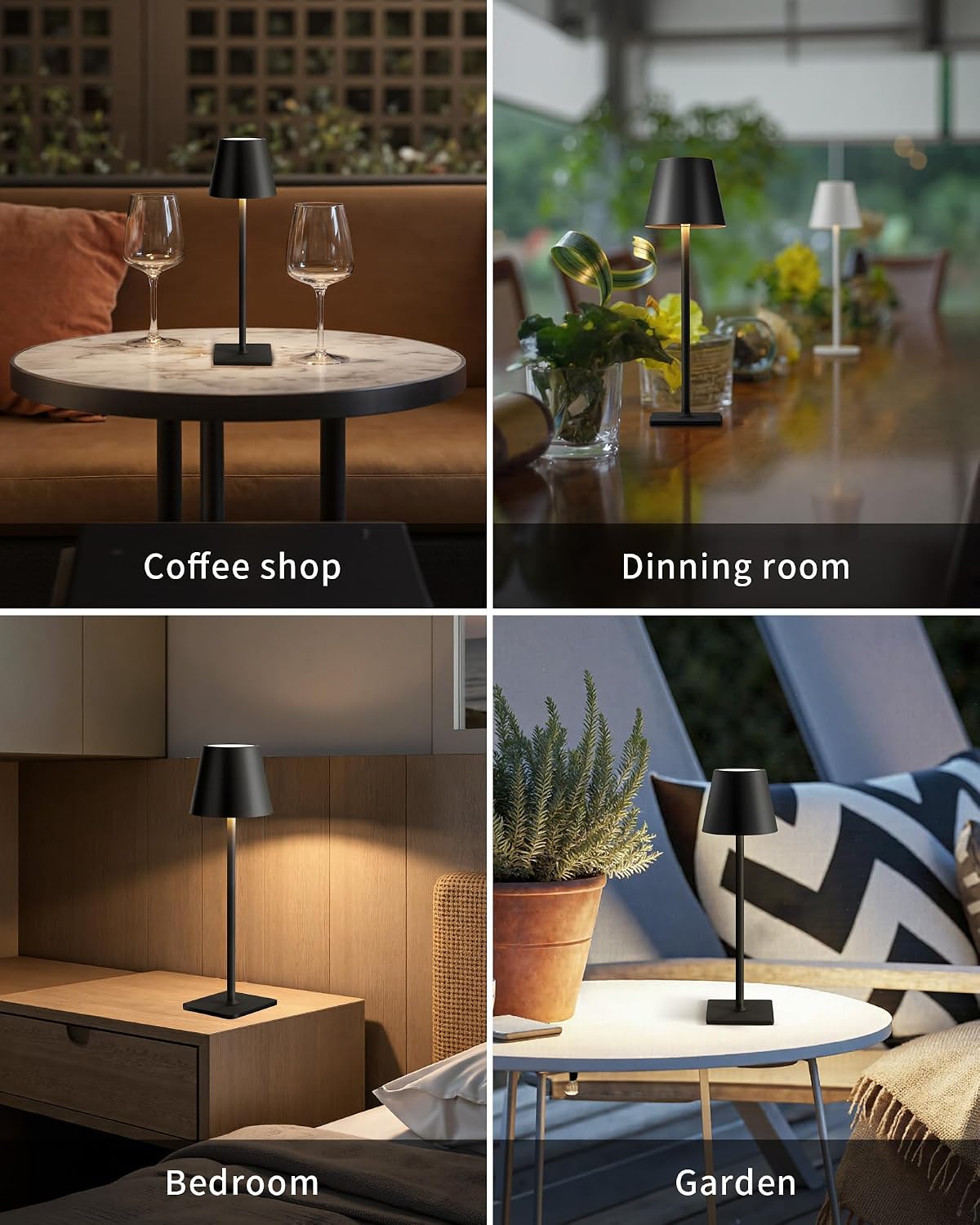 Two Cordless Rechargeable Table Lamps With Touch Dimming encalife