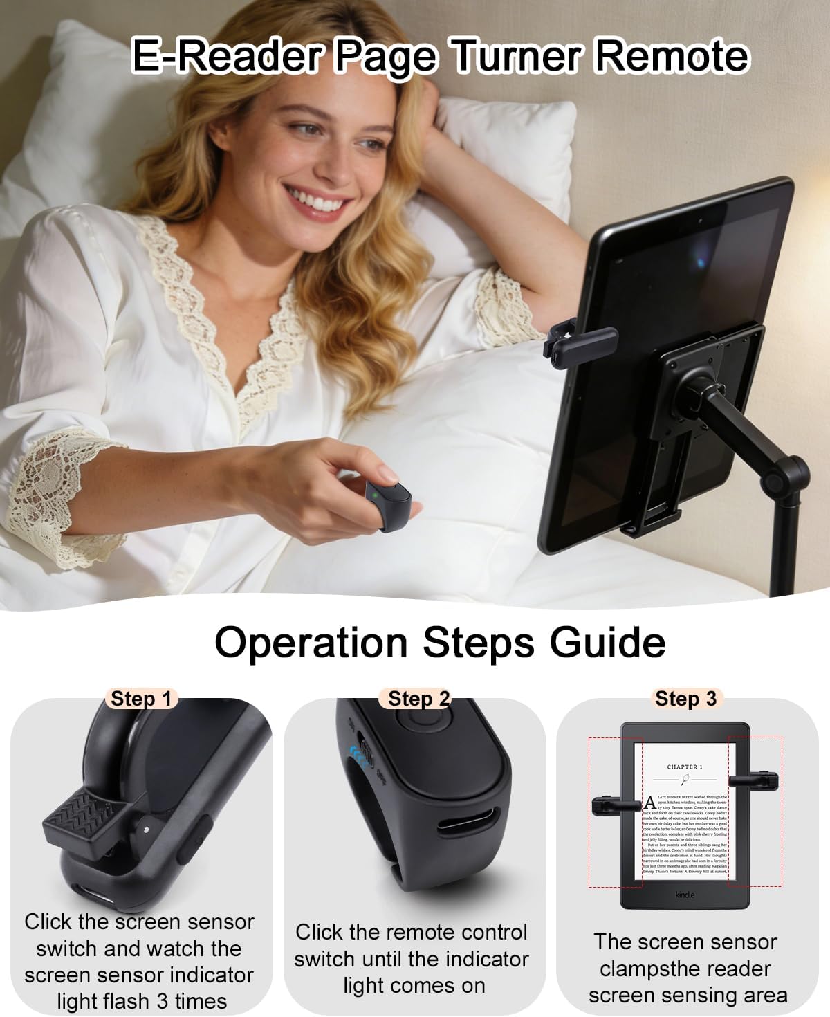 Ergonomic Page Turner Remote for Hands Free Reading encalife