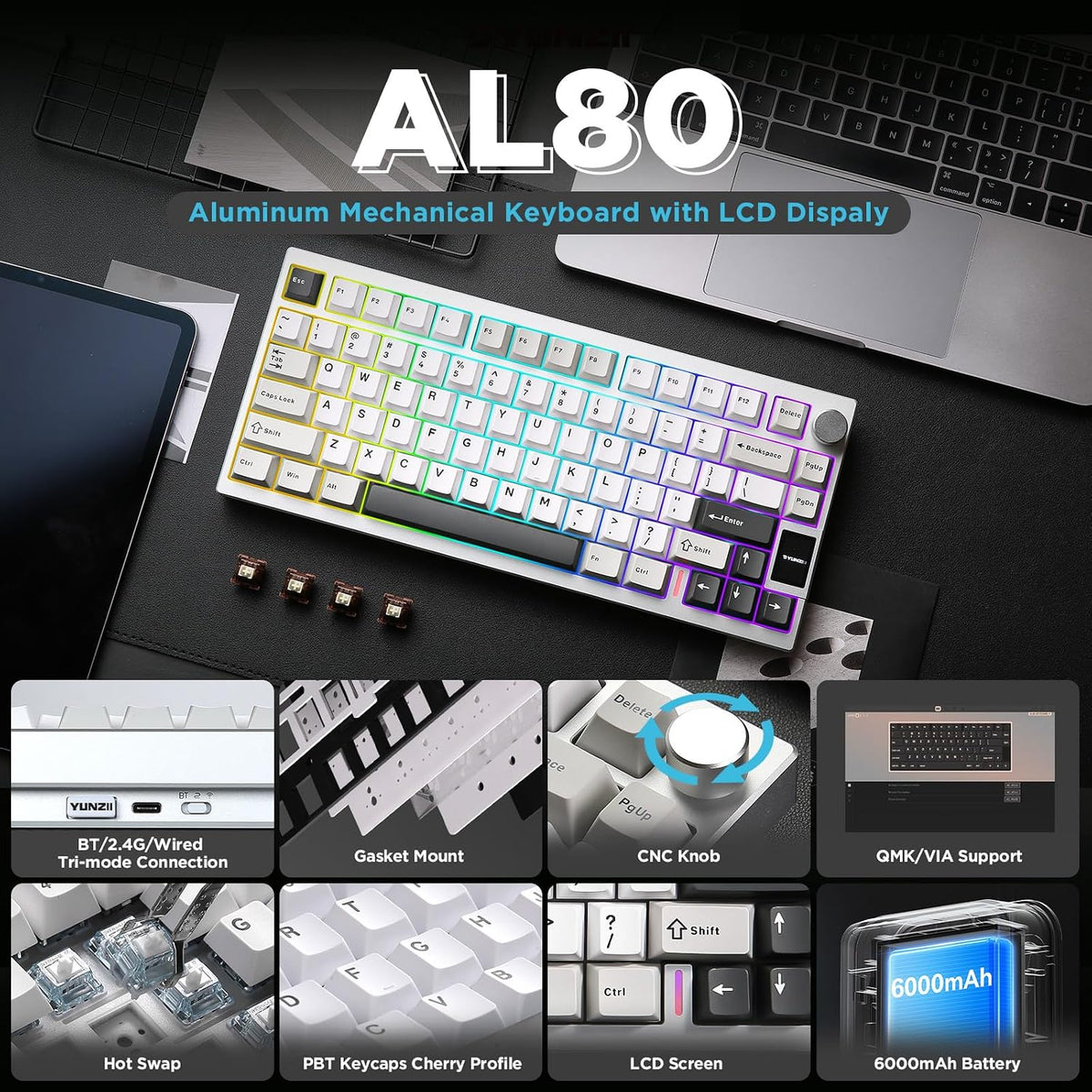 Gaming Mechanical Keyboard Wireless RGB LCD Hot encalife