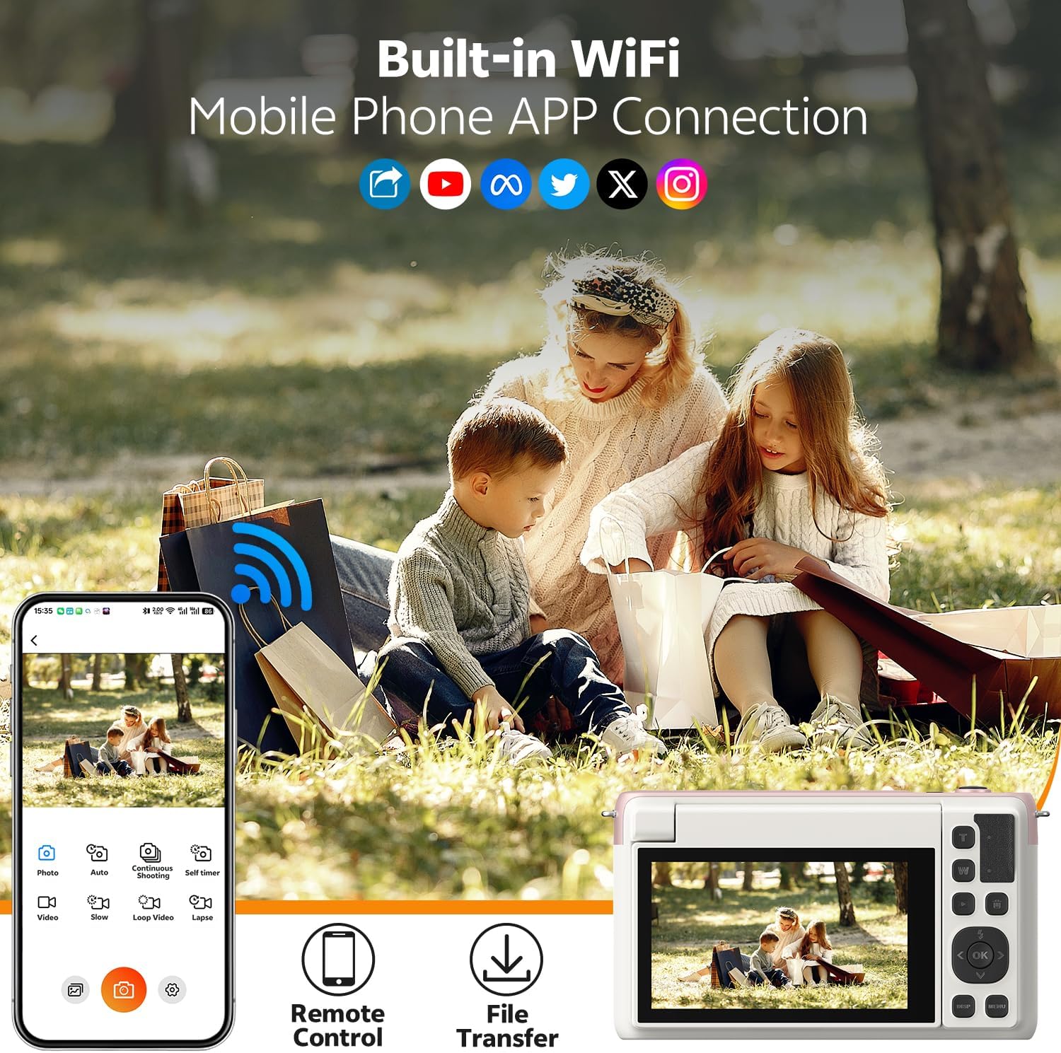 Pink 75MP 4K WiFi Vlogging Camera encalife