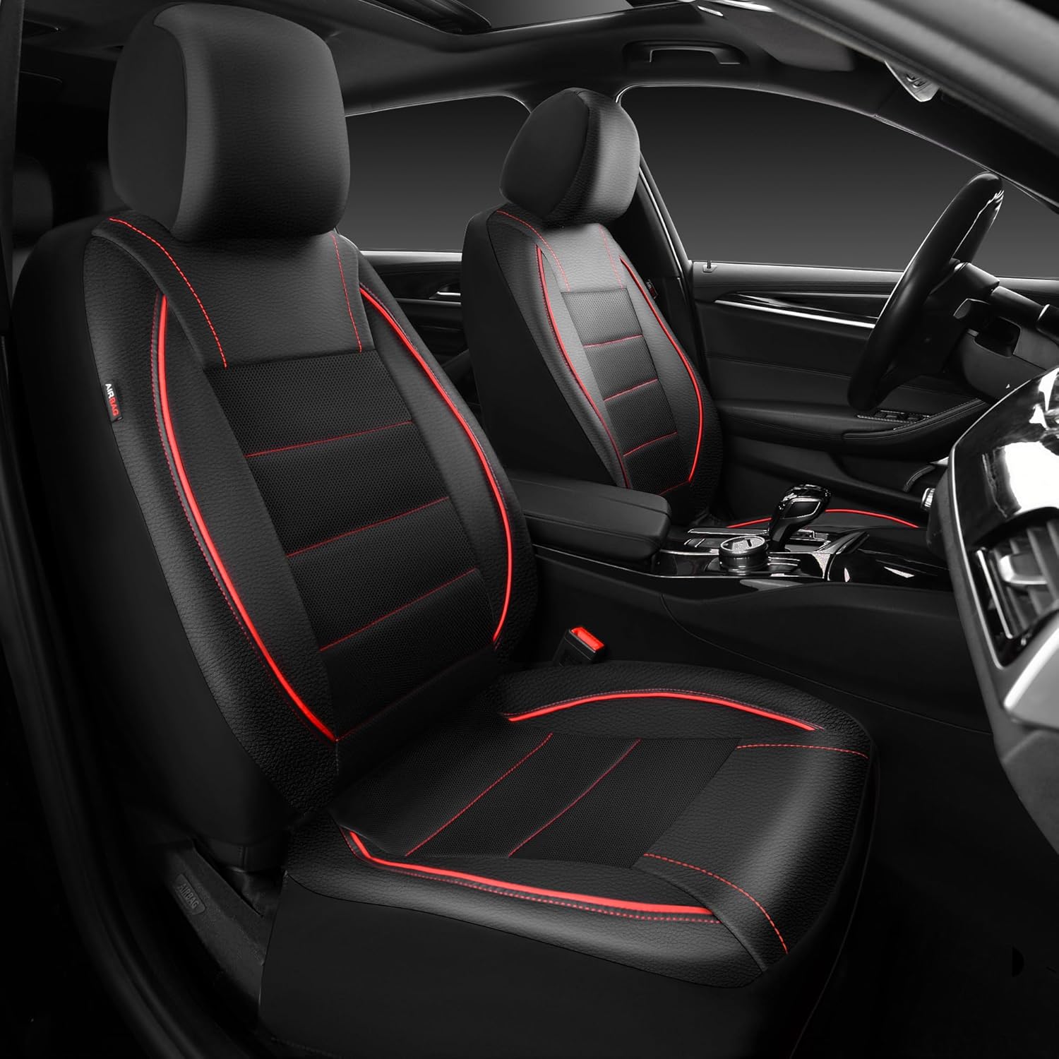 Luxury black interior with stylish front PU leather seat covers