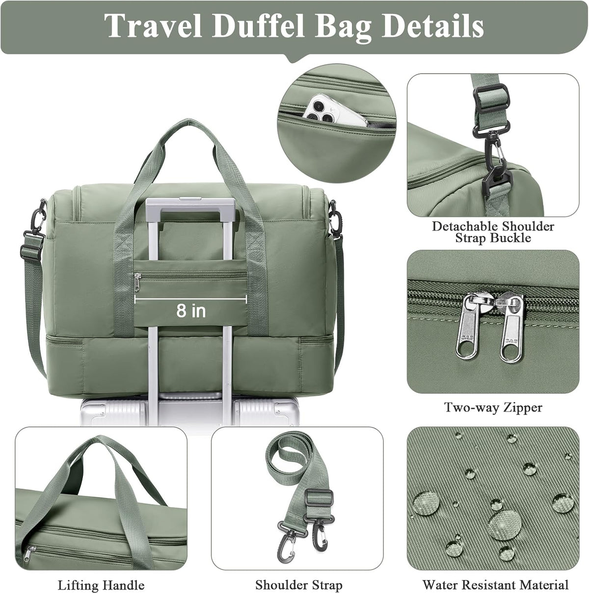 Weekender Bag with Shoe Compartment | Carry on luggage encalife