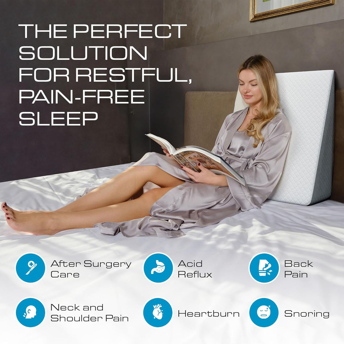 Memory Foam Bed Wedge Pillow for Comfortable Sleep encalife