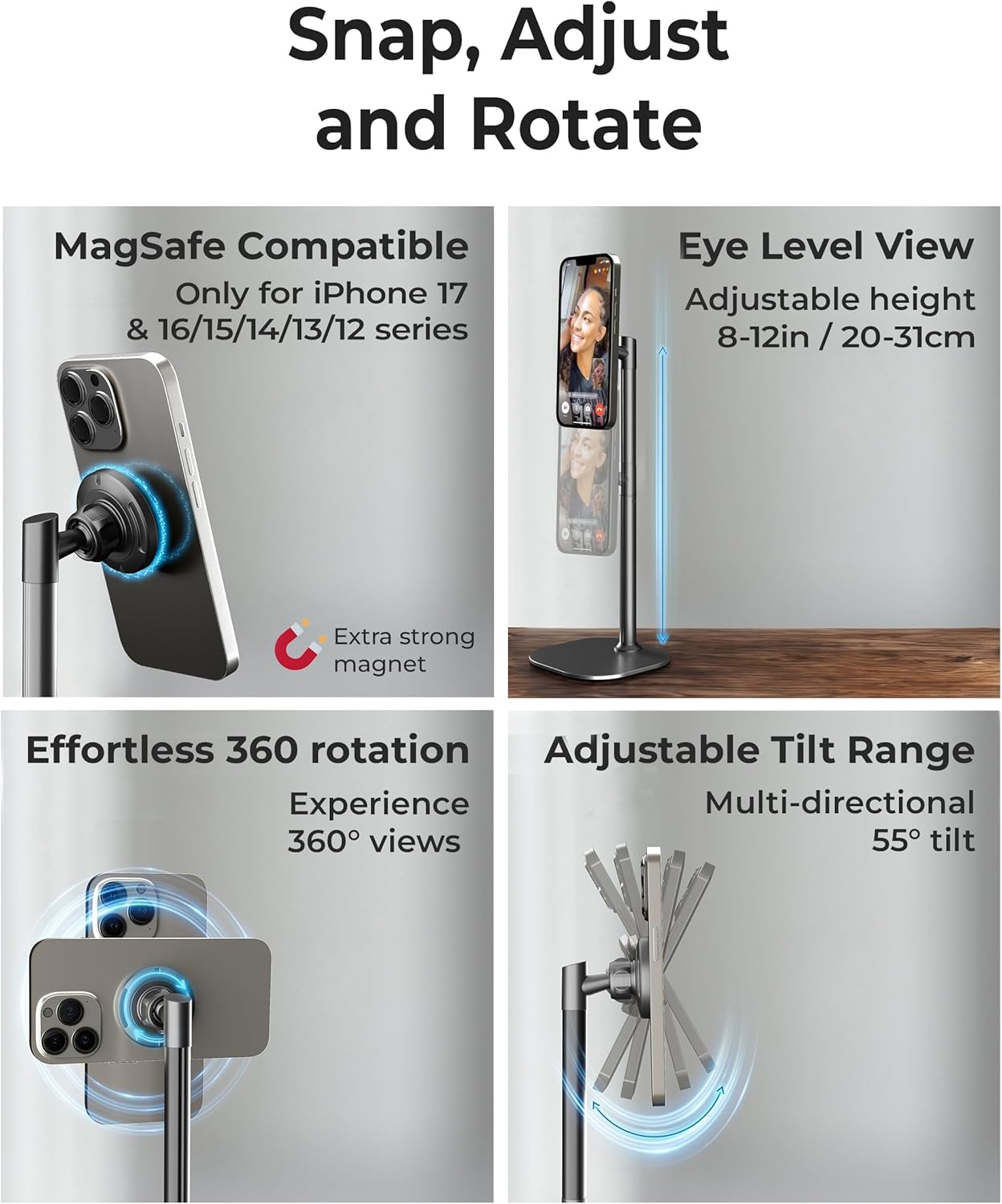 Magnetic Adjustable Mobile Stand For Hands Free Viewing encalife