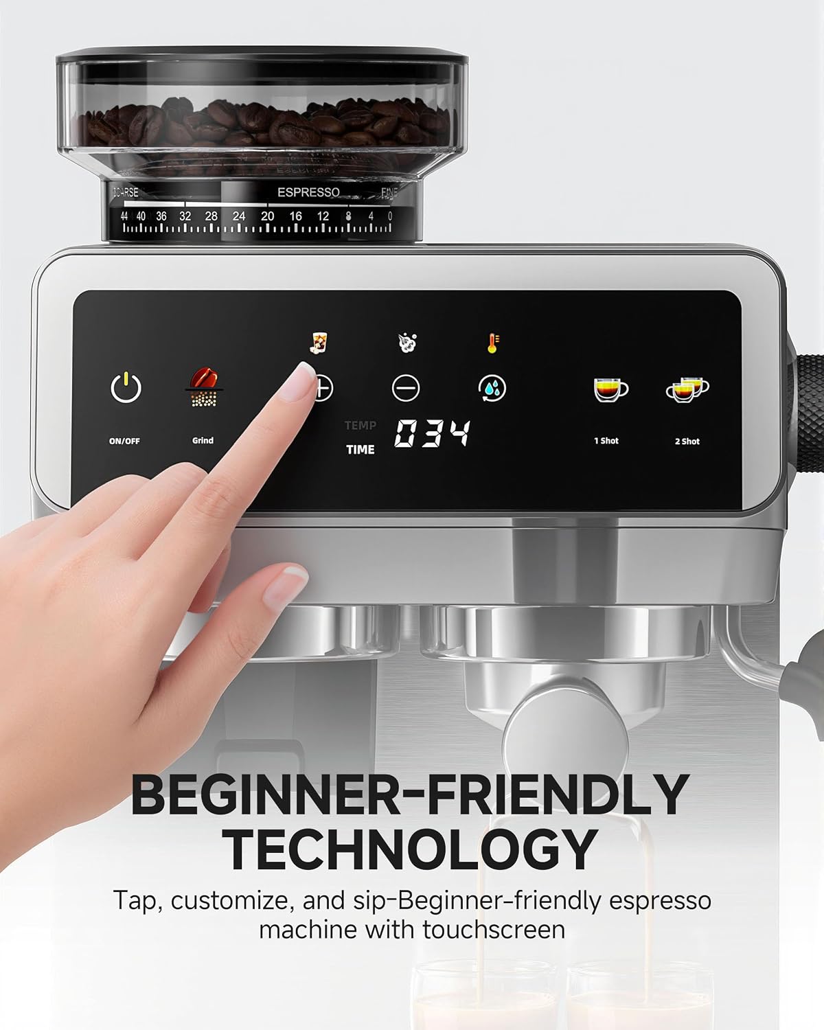 Automatic Espresso Machine with Grinder & Cold Brew encalife