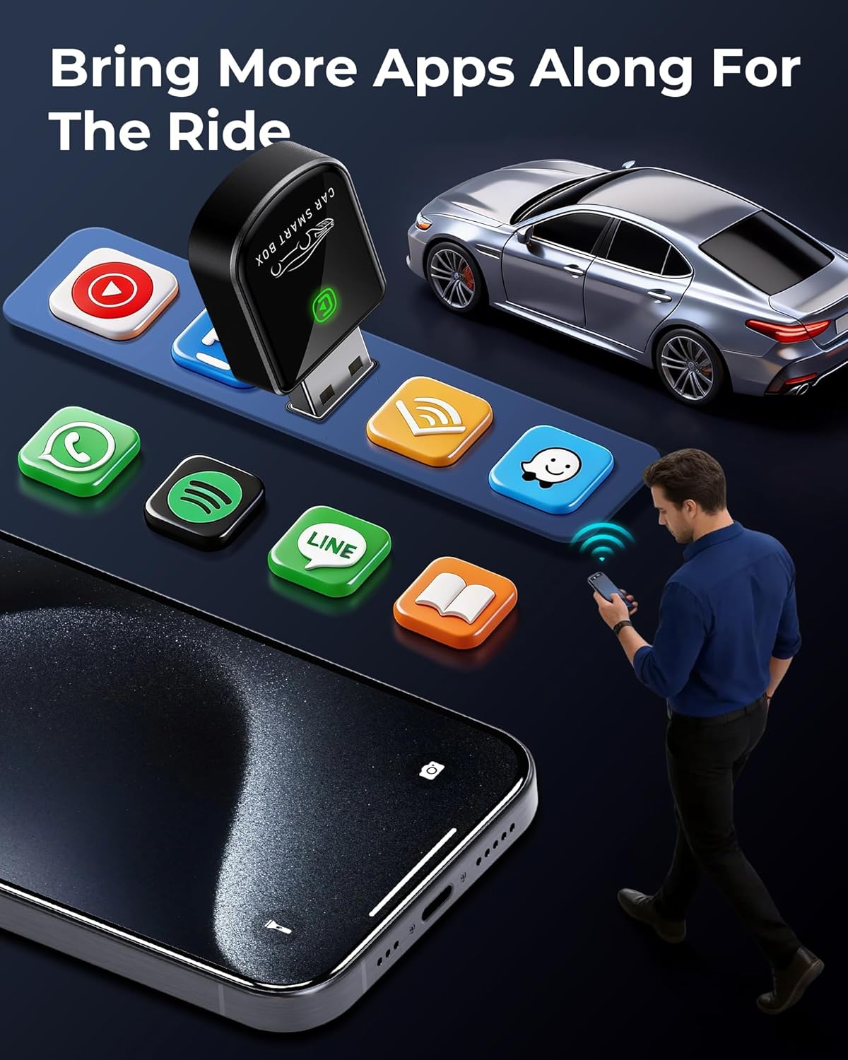 Wireless CarPlay Adapter Tiny Bluetooth Receiver encalife