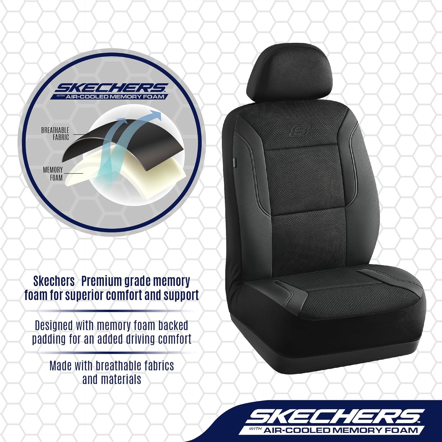 Memory Foam Air Cool Mesh Front Car Seat Covers encalife