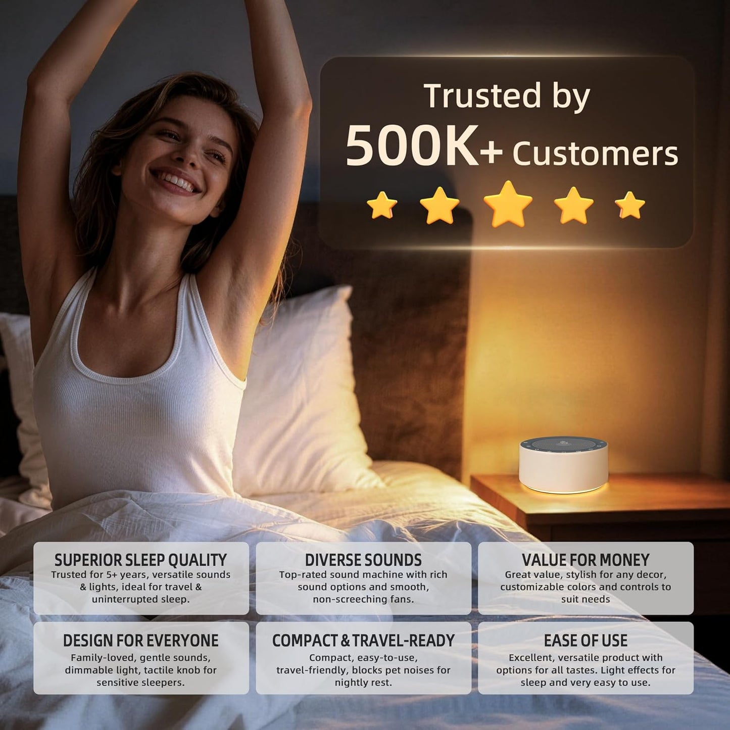 White Noise Machine Night Light for Sleeping encalife
