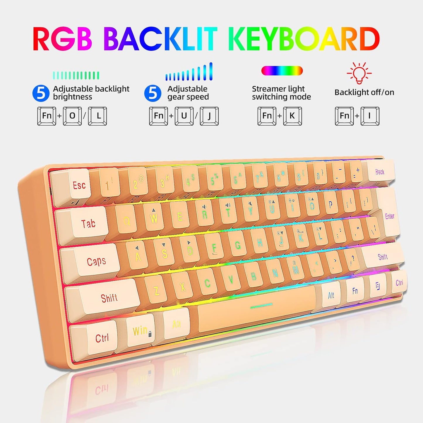 Gaming Keyboard 60% RGB Wired I Ultra‑Compact encalife