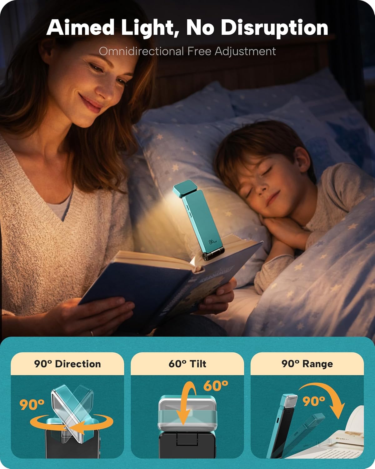 Rechargeable LED Book Light With Memory Brightness Control encalife