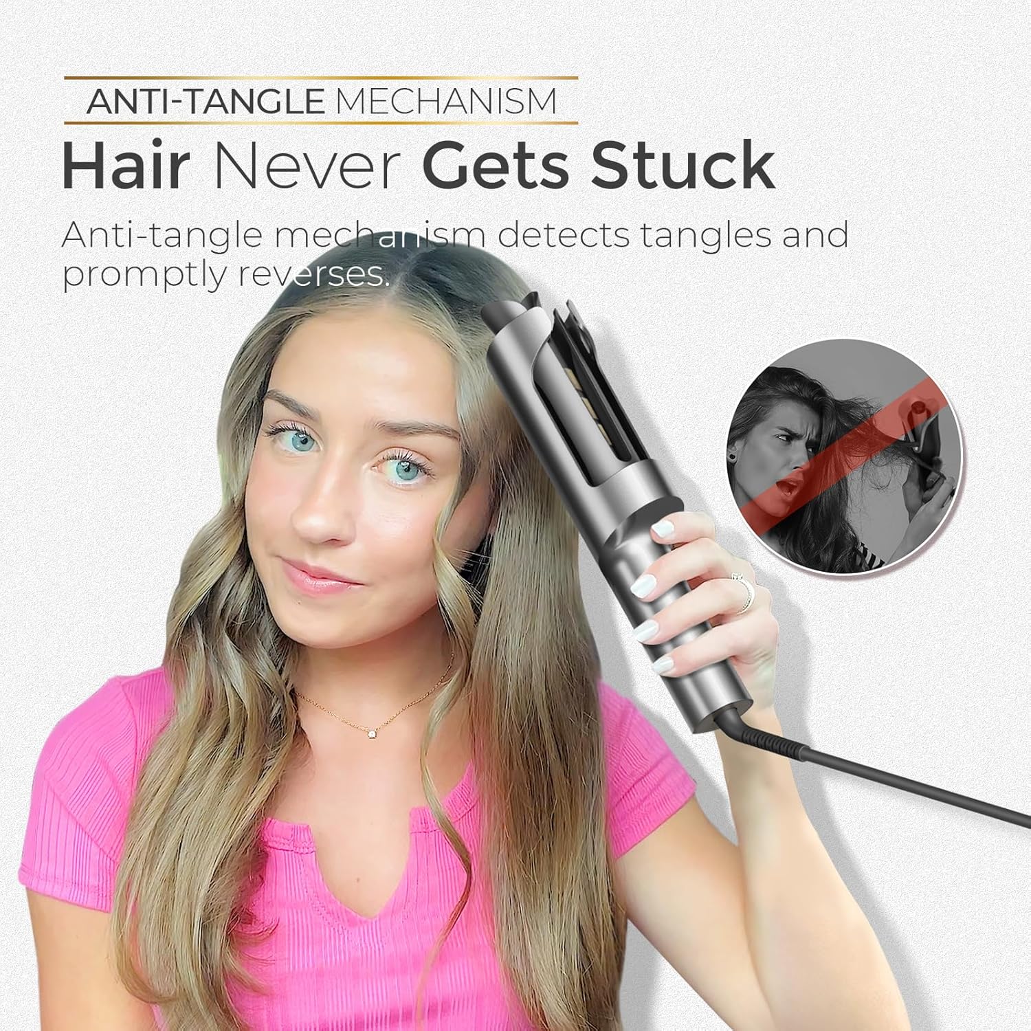 Automatic Curling Iron | TYMO Rapid Heating Rotating Hair Curler encalife