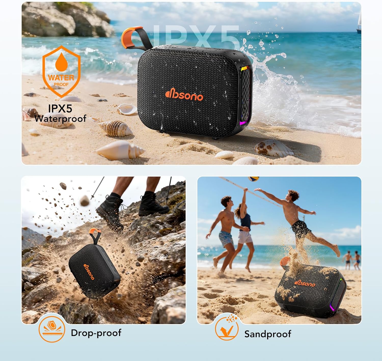 Powerful 10W Waterproof Bluetooth Speaker With Lights encalife