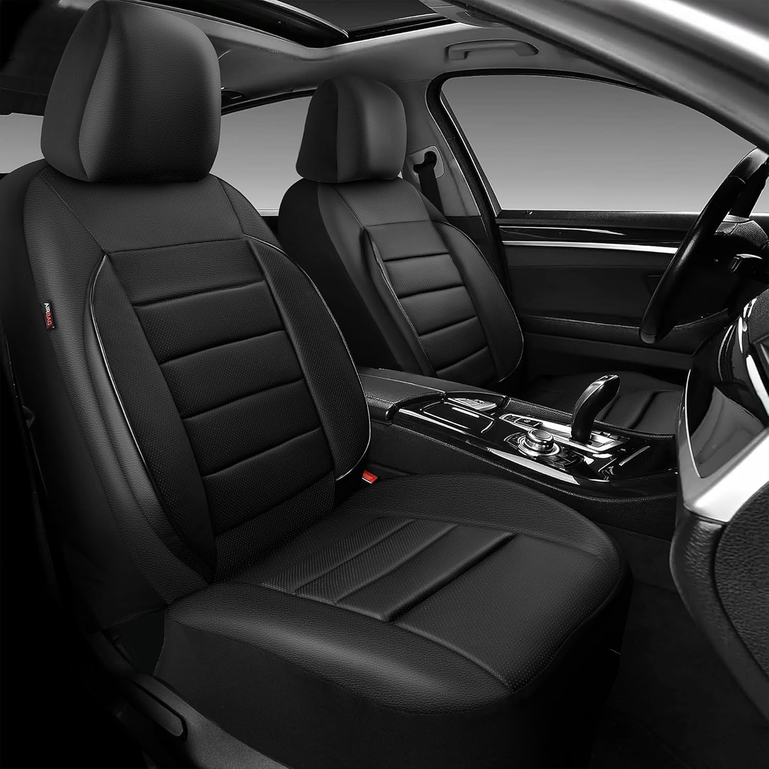 Faux Leather Front Car Seat Covers 3D Foam Support encalife