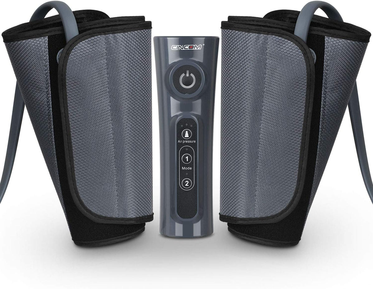 Air compression leg massager with adjustable calf wraps and handheld controller for everyday relaxation and home wellness