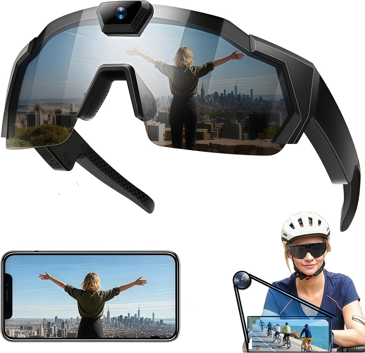 4K camera smart sunglasses for outdoor video recording and cycling