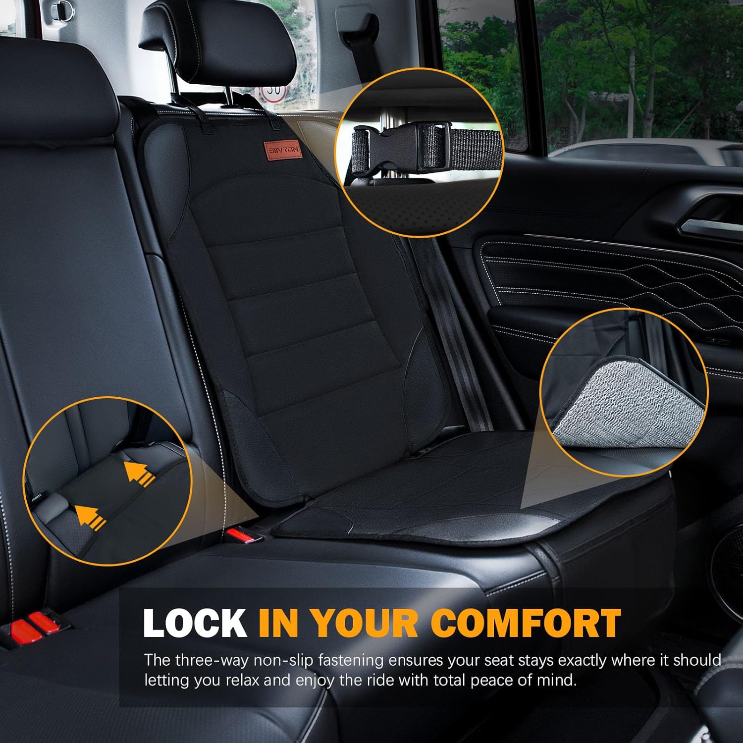 Waterproof Child Car Seat Protector with Mesh Pockets encalife