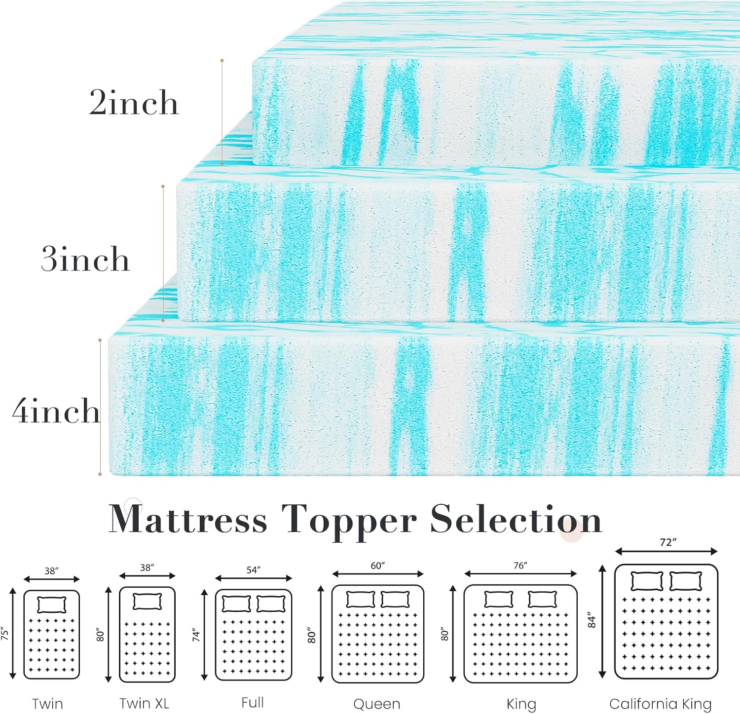 Cooling Gel Mattress Topper Queen encalife