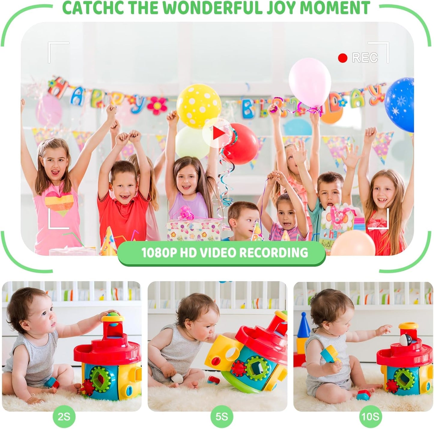 Kids Camera with 1080P Video & 32GB Card encalife