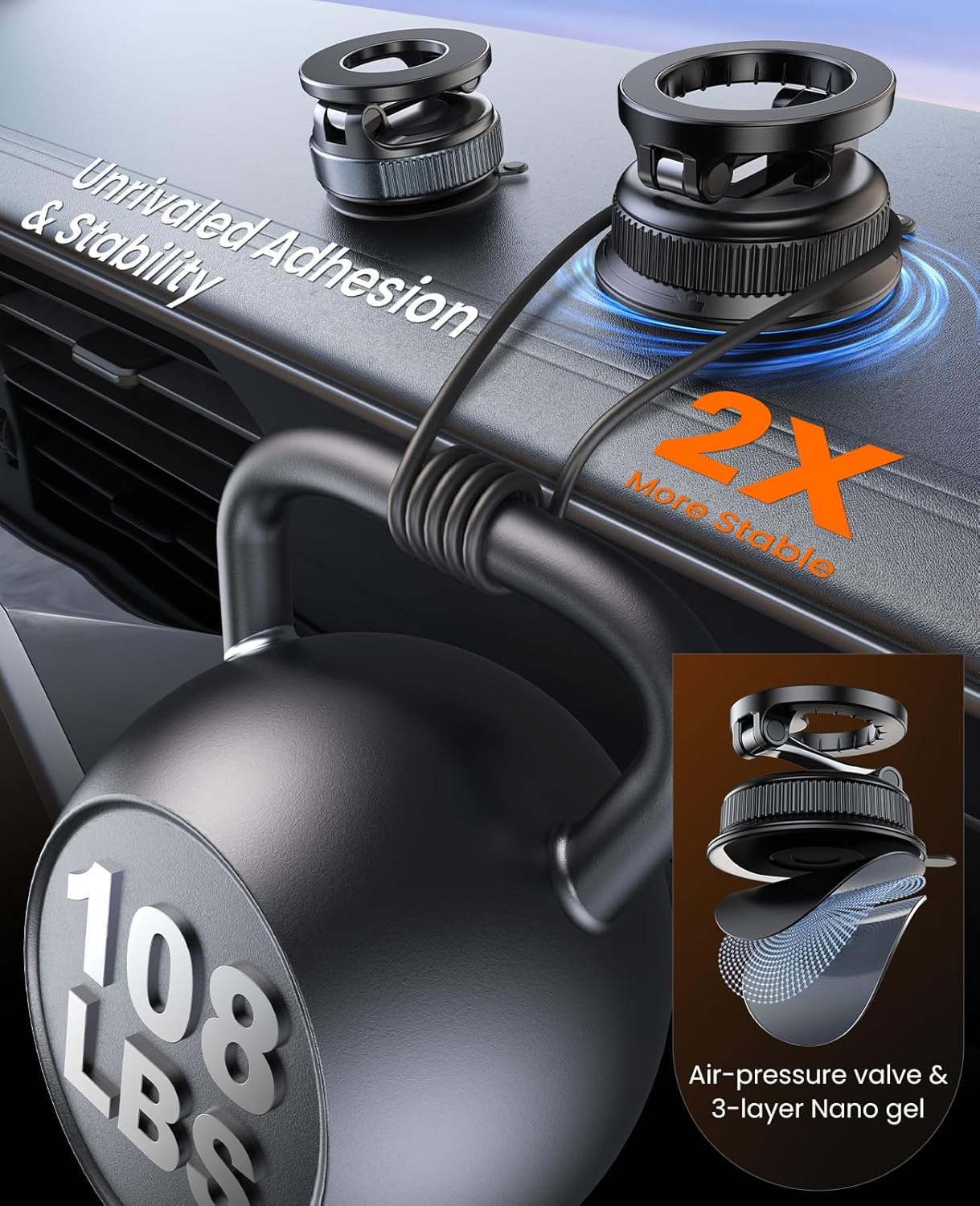 Magnetic MagSafe Car Phone Mount Foldable Suction encalife