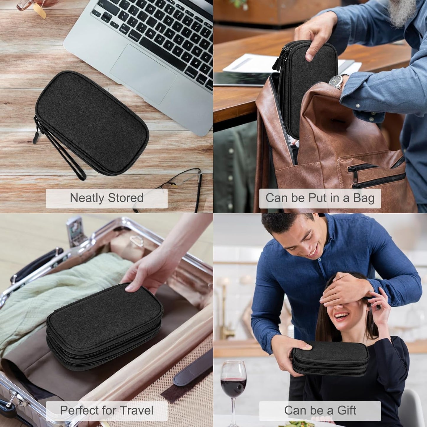Water-Resistant Travel Tech Organizer for Tangle-Free Essentials encalife