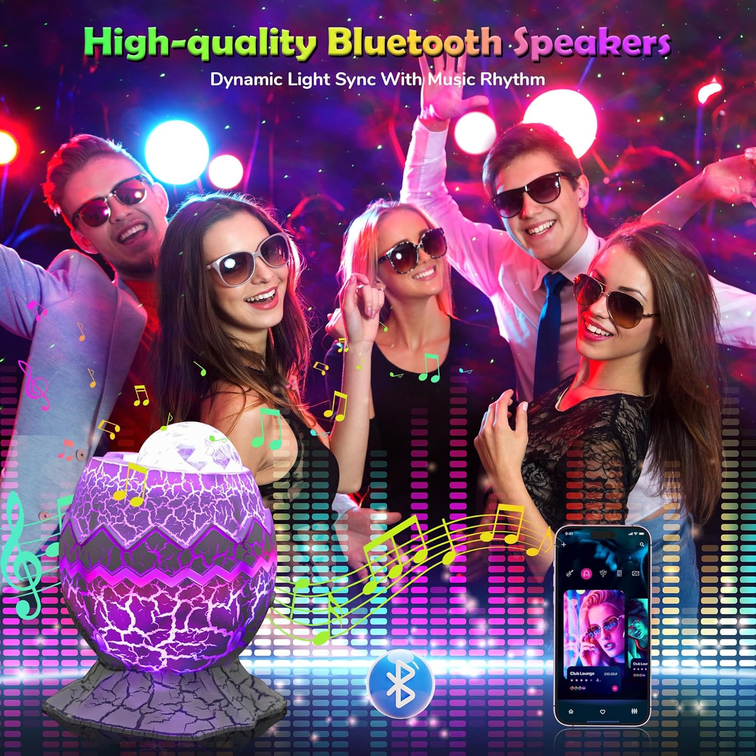 Galaxy Projector Night Light With Speaker encalife