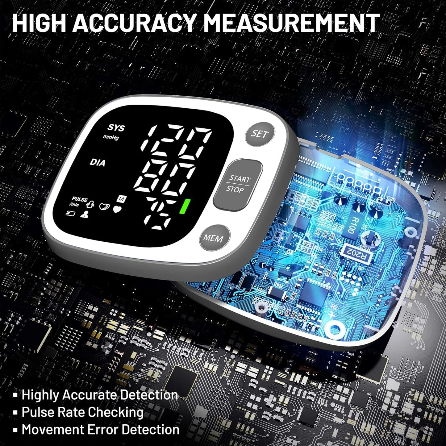 Rechargeable Wrist Blood Pressure Monitor for Home encalife