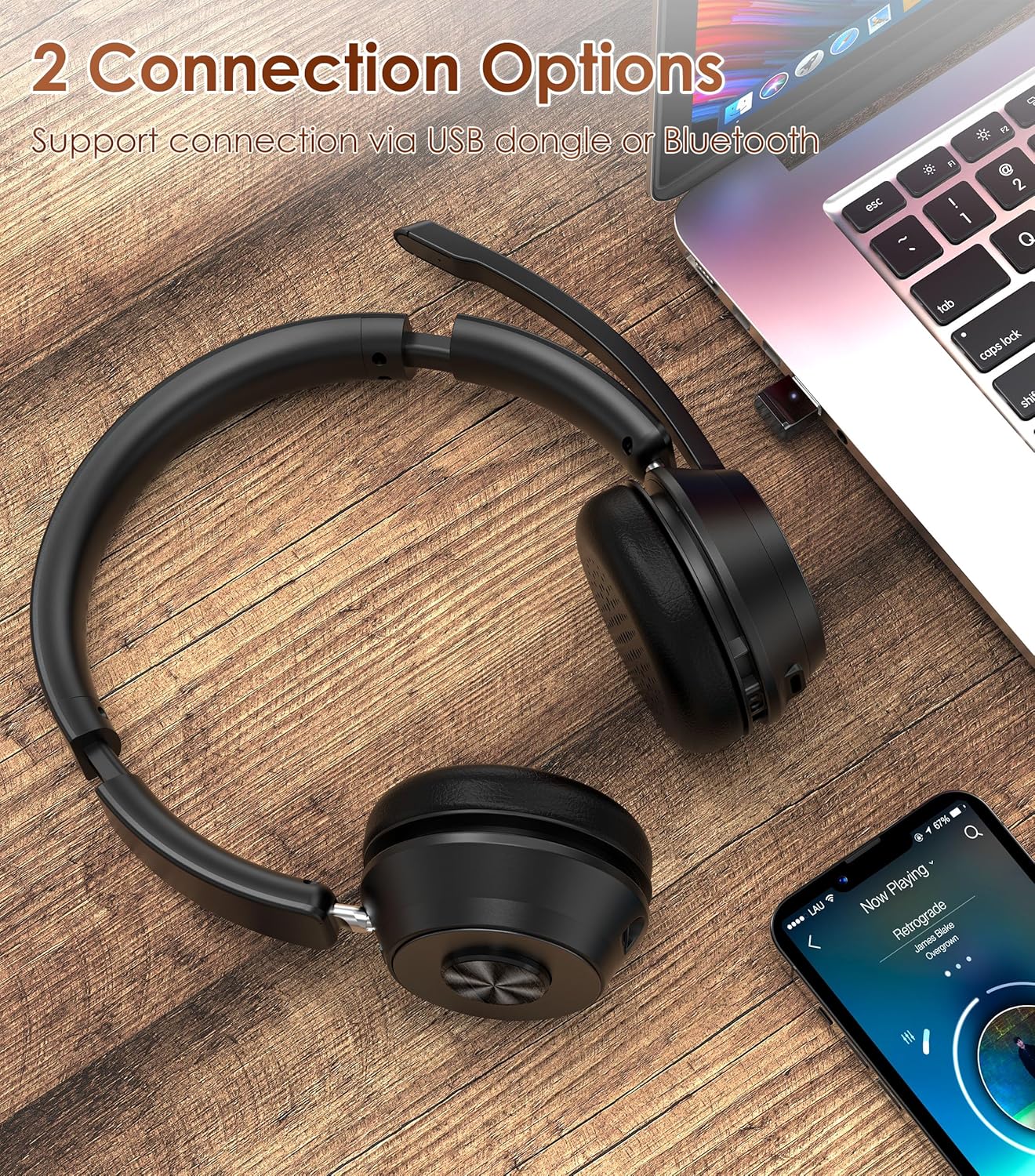 Bluetooth Work Headset Noise-Cancelling Mic USB Dongle encalife