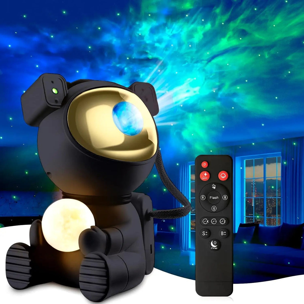 Astronaut-Themed Galaxy Star Projector with Moon Lamp encalife