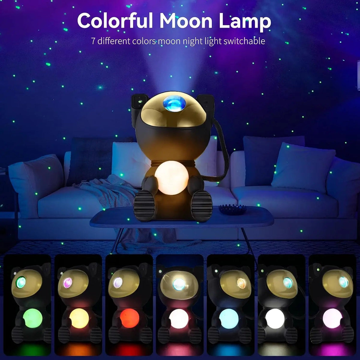 Astronaut-Themed Galaxy Star Projector with Moon Lamp encalife