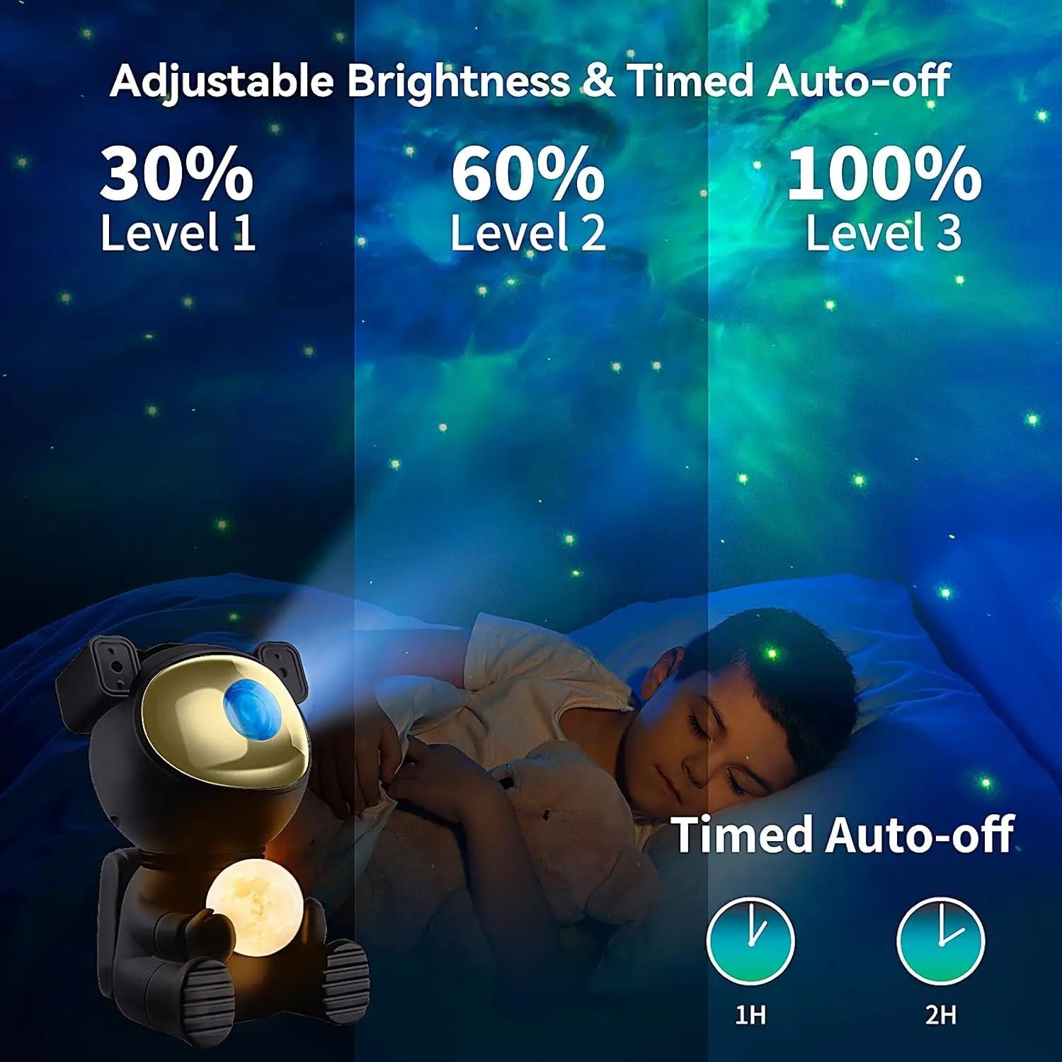 Astronaut-Themed Galaxy Star Projector with Moon Lamp encalife